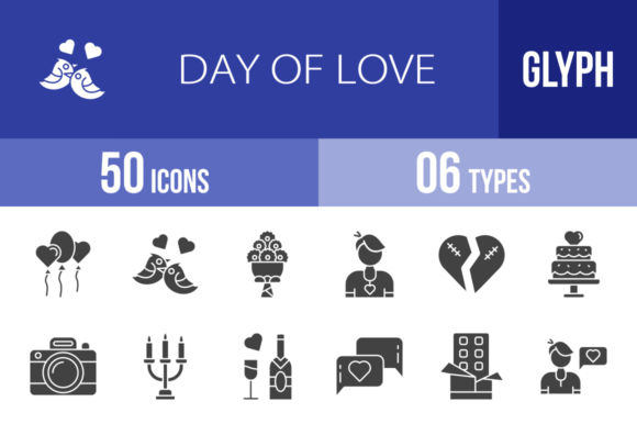 Download 50 Day of Love Glyph Icons - Day of love Collection
