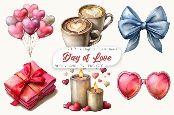Download Watercolor Day of Love Clipart Bundle - Day of love Collection
