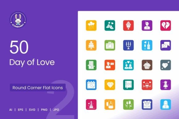 Download Day of Love Filled Round Corner Icons - Day of love Collection