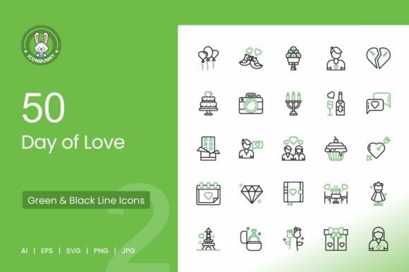 Download Day of Love Green &amp; Black Icons - Day of love Collection