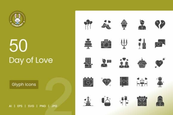 Download Day of Love Glyph Icons - Day of love Collection